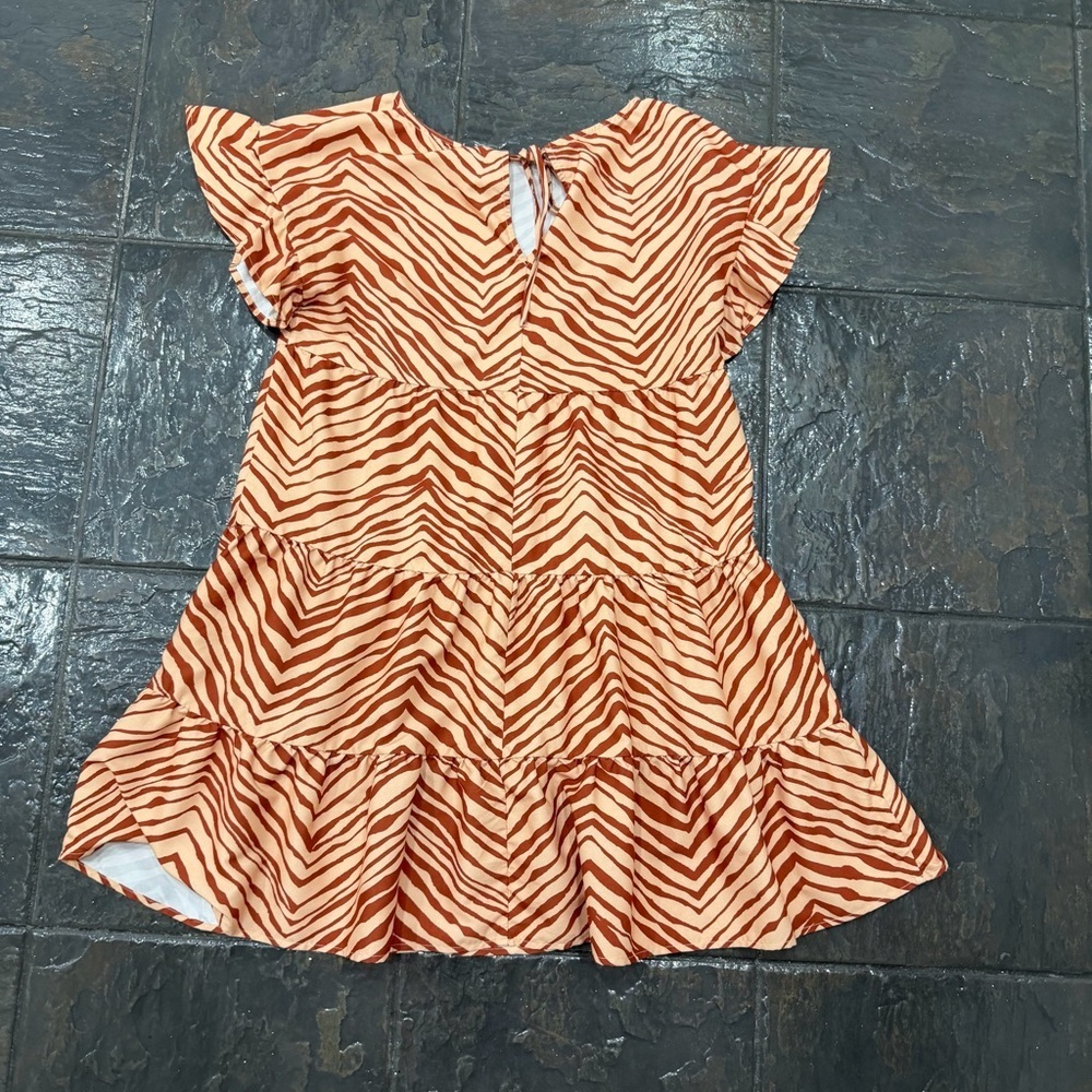 Nine West Zebra Print Tiered Mini Dress Size Medium - Picture 4 of 8
